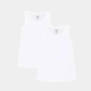2pk Pure Cotton Vest with Lace