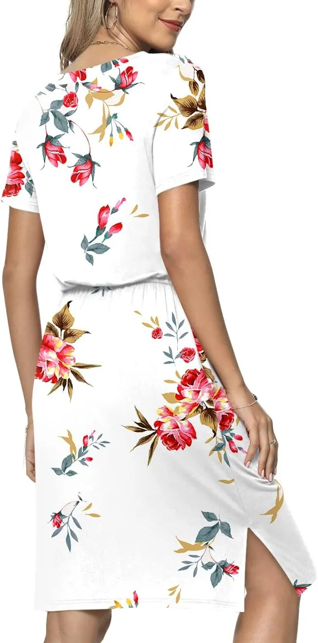 Anydoll Womens 2025 Casual Dresses Summer Short Sleeve Work T Shirt Dress with Pockets Hide Belly