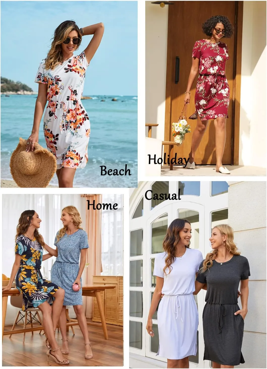 Anydoll Womens 2025 Casual Dresses Summer Short Sleeve Work T Shirt Dress with Pockets Hide Belly