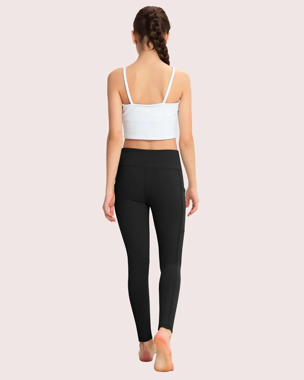 ATHVOTAR Girls Leggings with Pockets: High Waisted Yoga Workout Athletic Dance Running Pants 4 Packs