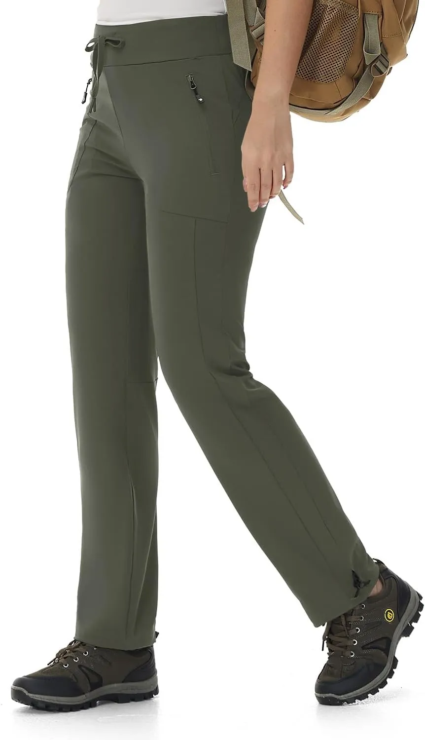 BASUDAM Women's Athletic Pants Quick Dry Lightweight Zipper Pockets Adjustable Ankle Outdoor Sports Hiking Running Jogging