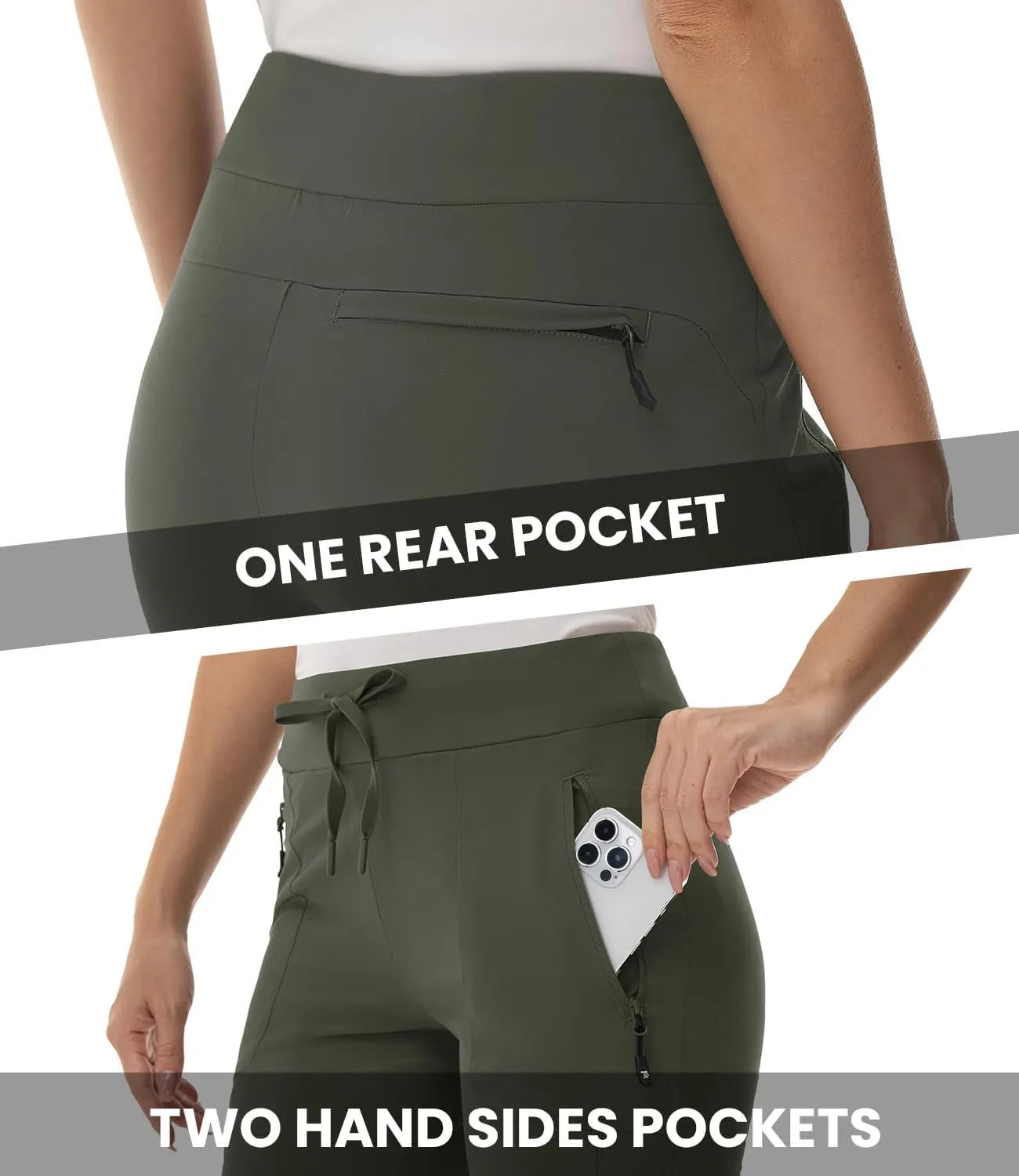 BASUDAM Women's Athletic Pants Quick Dry Lightweight Zipper Pockets Adjustable Ankle Outdoor Sports Hiking Running Jogging