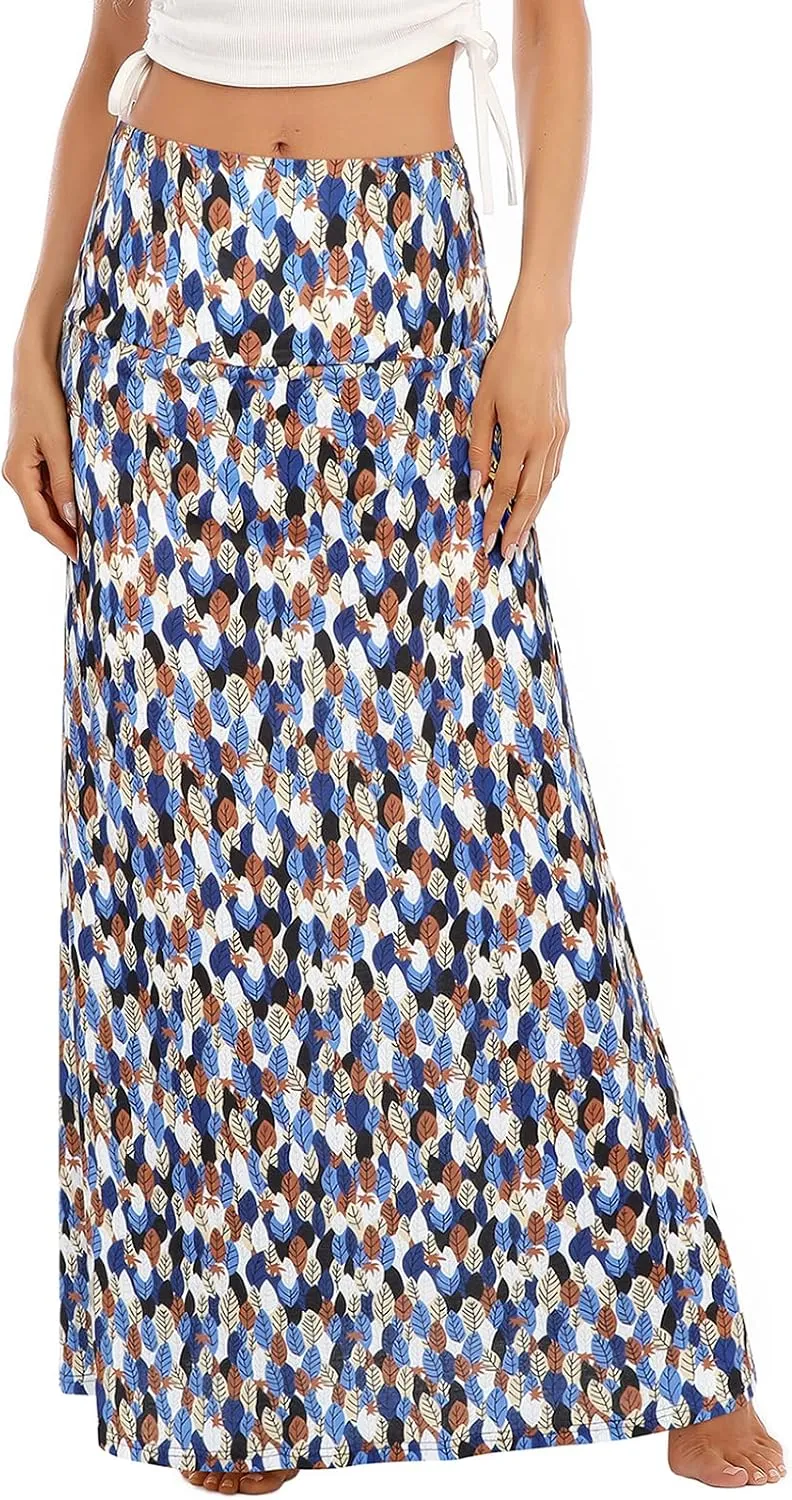 Boho Skirts for Women Trendy Long Maxi High Waist Skirt Flowy Floral Skirt Maxi Dresses Phoenix Flower Small