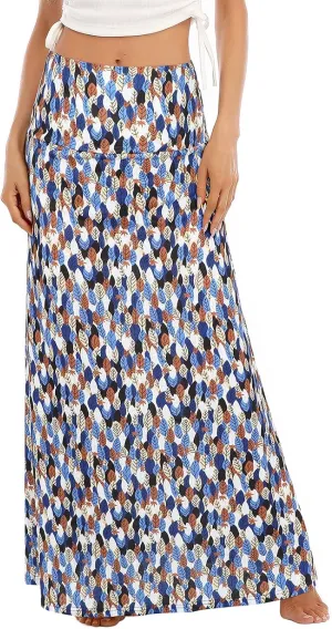 Boho Skirts for Women Trendy Long Maxi High Waist Skirt Flowy Floral Skirt Maxi Dresses Phoenix Flower Small