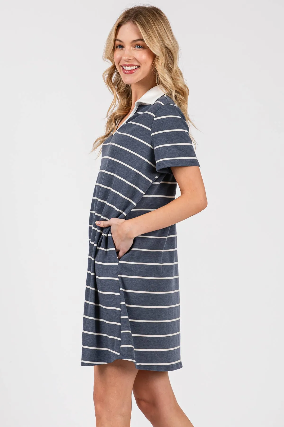 Casual Striped Polo Dress