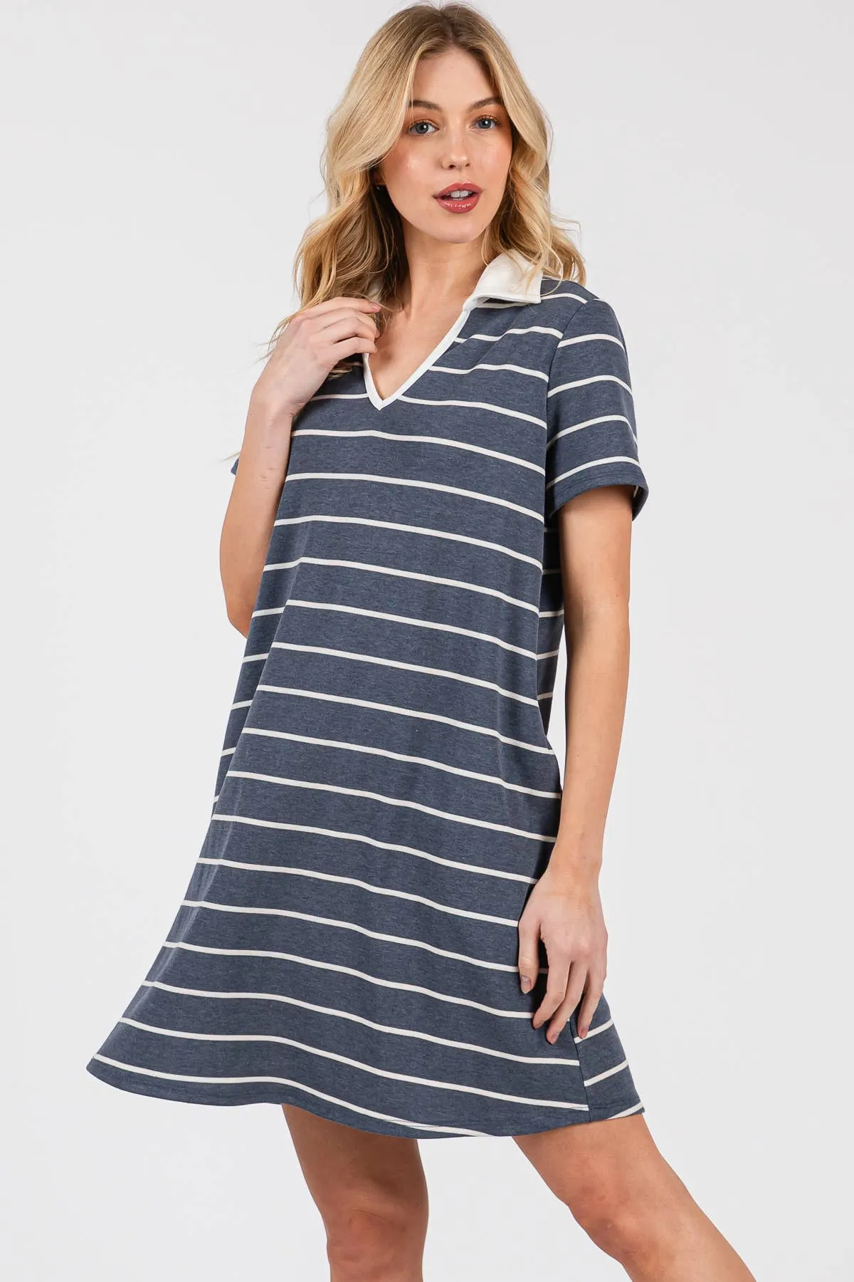 Casual Striped Polo Dress