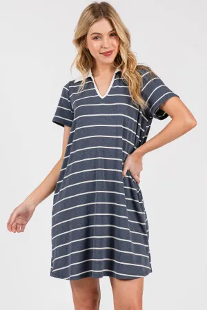Casual Striped Polo Dress