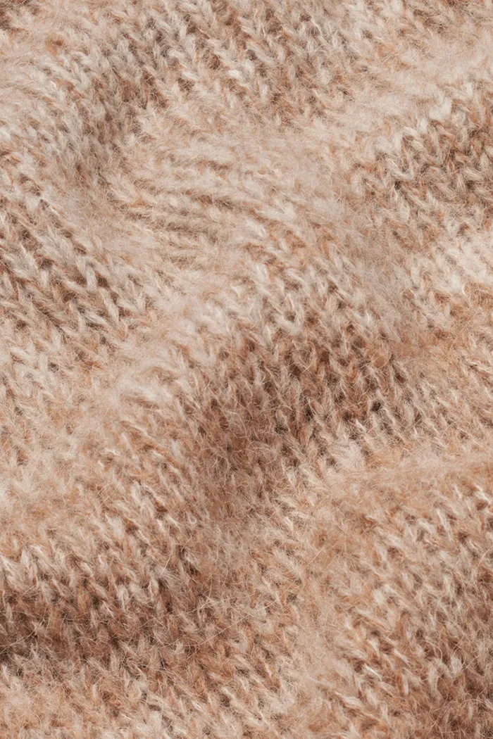 Caterina H. Neck Sweater - Tobacco brown / natural mel.