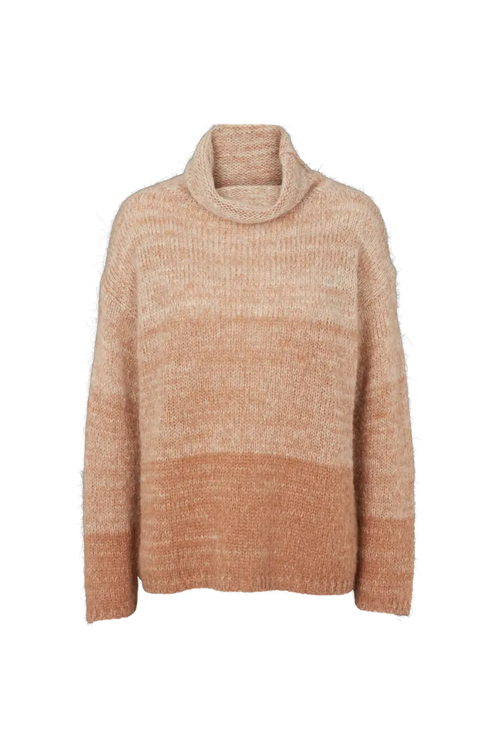 Caterina H. Neck Sweater - Tobacco brown / natural mel.