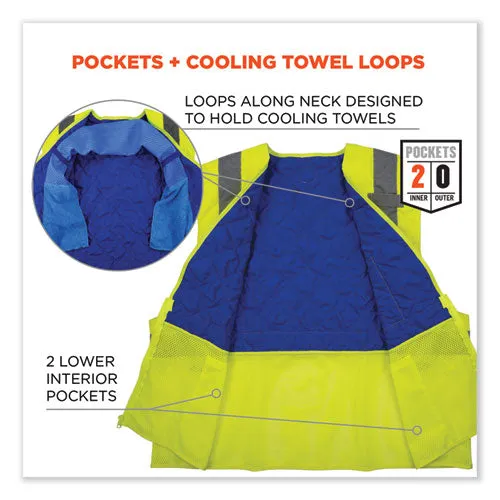 Chill-its 6668 Class 2 Hi-vis Safety Cooling Vest, Polymer, Small, Lime, Ships In 1-3 Business Days