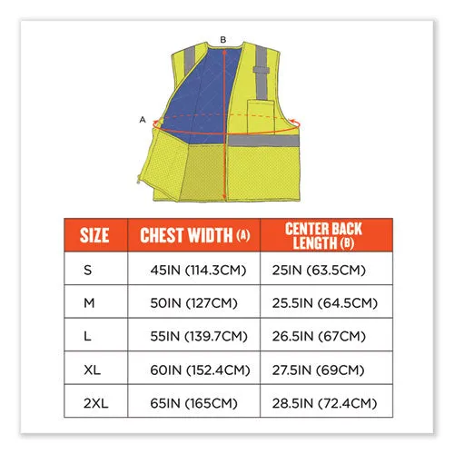 Chill-its 6668 Class 2 Hi-vis Safety Cooling Vest, Polymer, Small, Lime, Ships In 1-3 Business Days