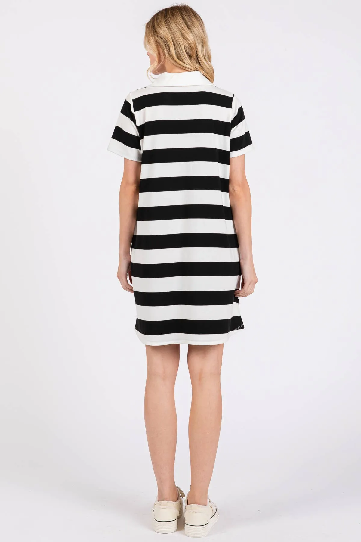 Christine Casual Black and White Striped Dress