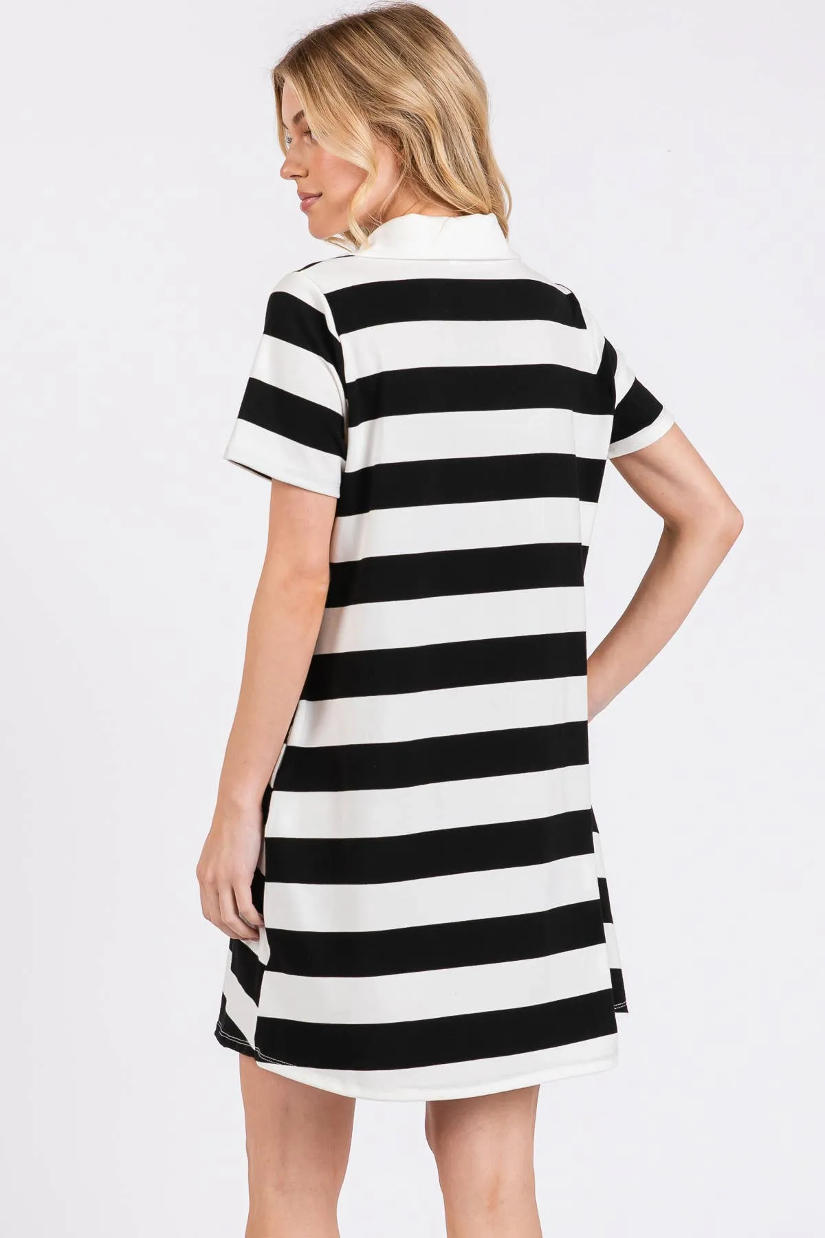 Christine Casual Black and White Striped Dress