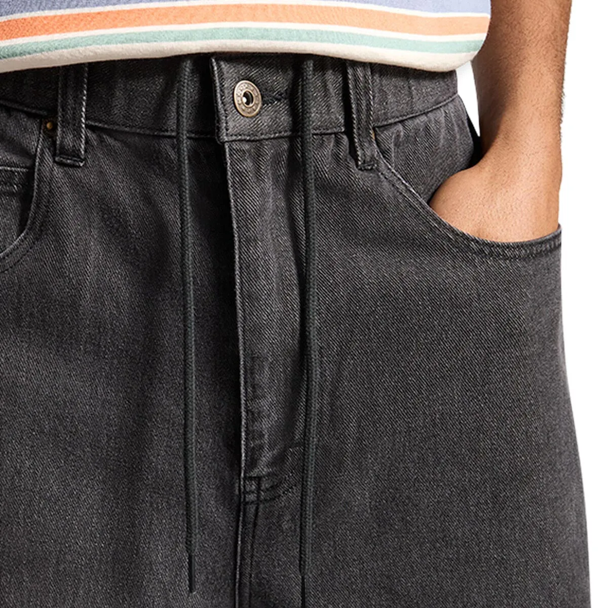 Converse Open Hem Baggy Denim Pants - Washed Black