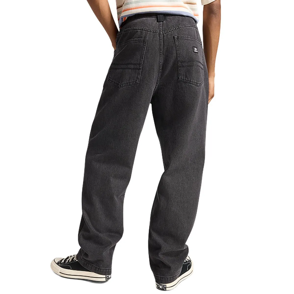 Converse Open Hem Baggy Denim Pants - Washed Black