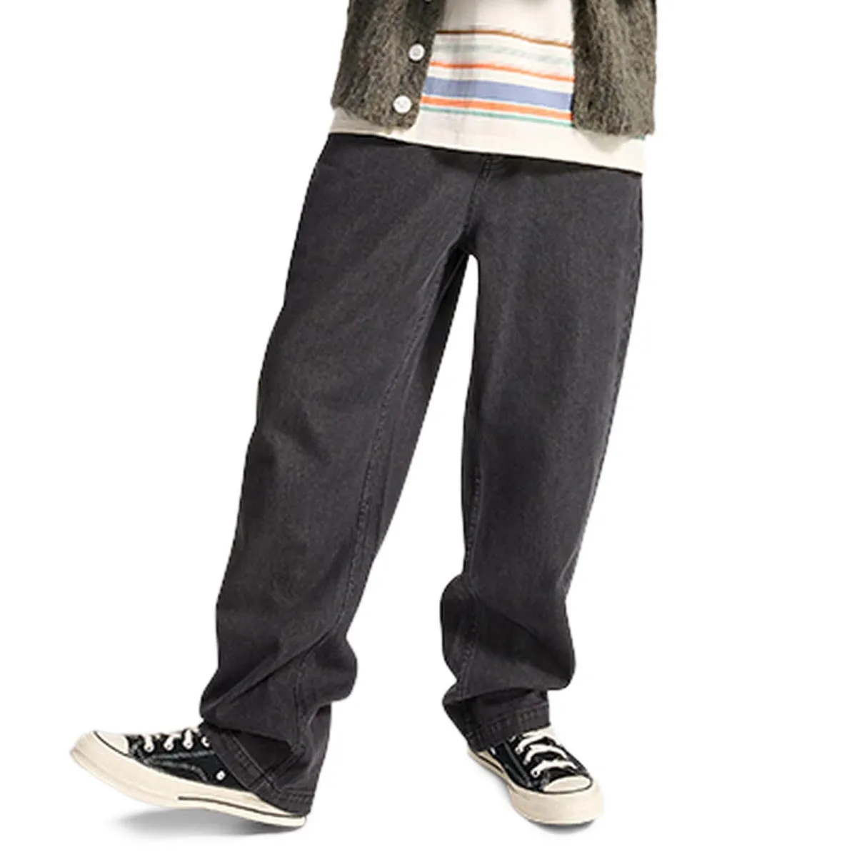 Converse Open Hem Baggy Denim Pants - Washed Black