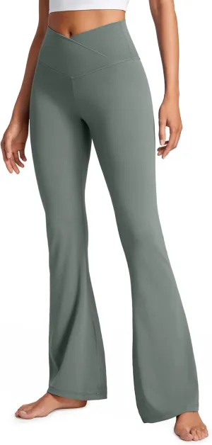 CRZ YOGA Butterluxe Crossover Flare Leggings for Women 31" - High Waist V Cross Bootcut Bell Bottoms Tummy Control Yoga Pants