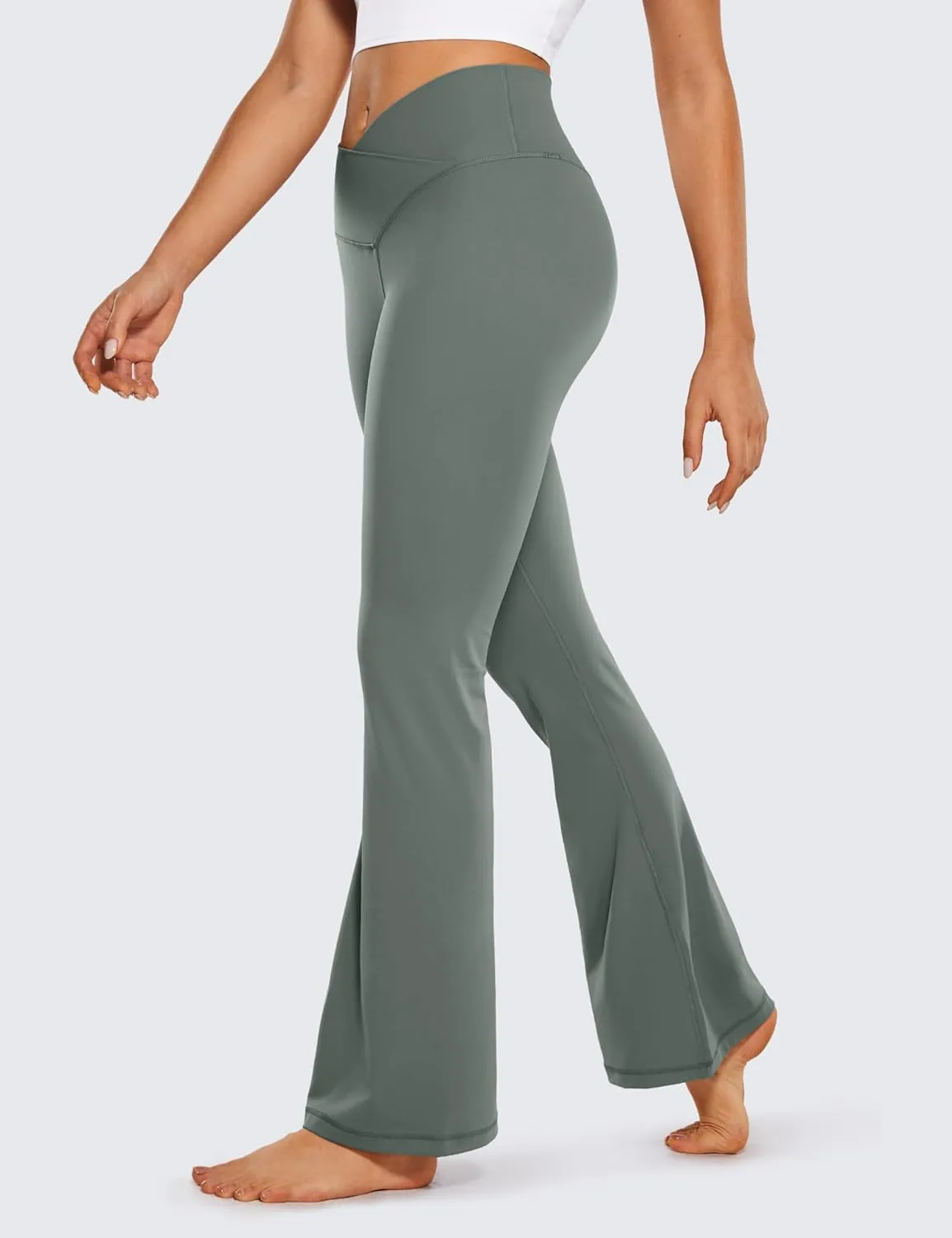 CRZ YOGA Butterluxe Crossover Flare Leggings for Women 31" - High Waist V Cross Bootcut Bell Bottoms Tummy Control Yoga Pants