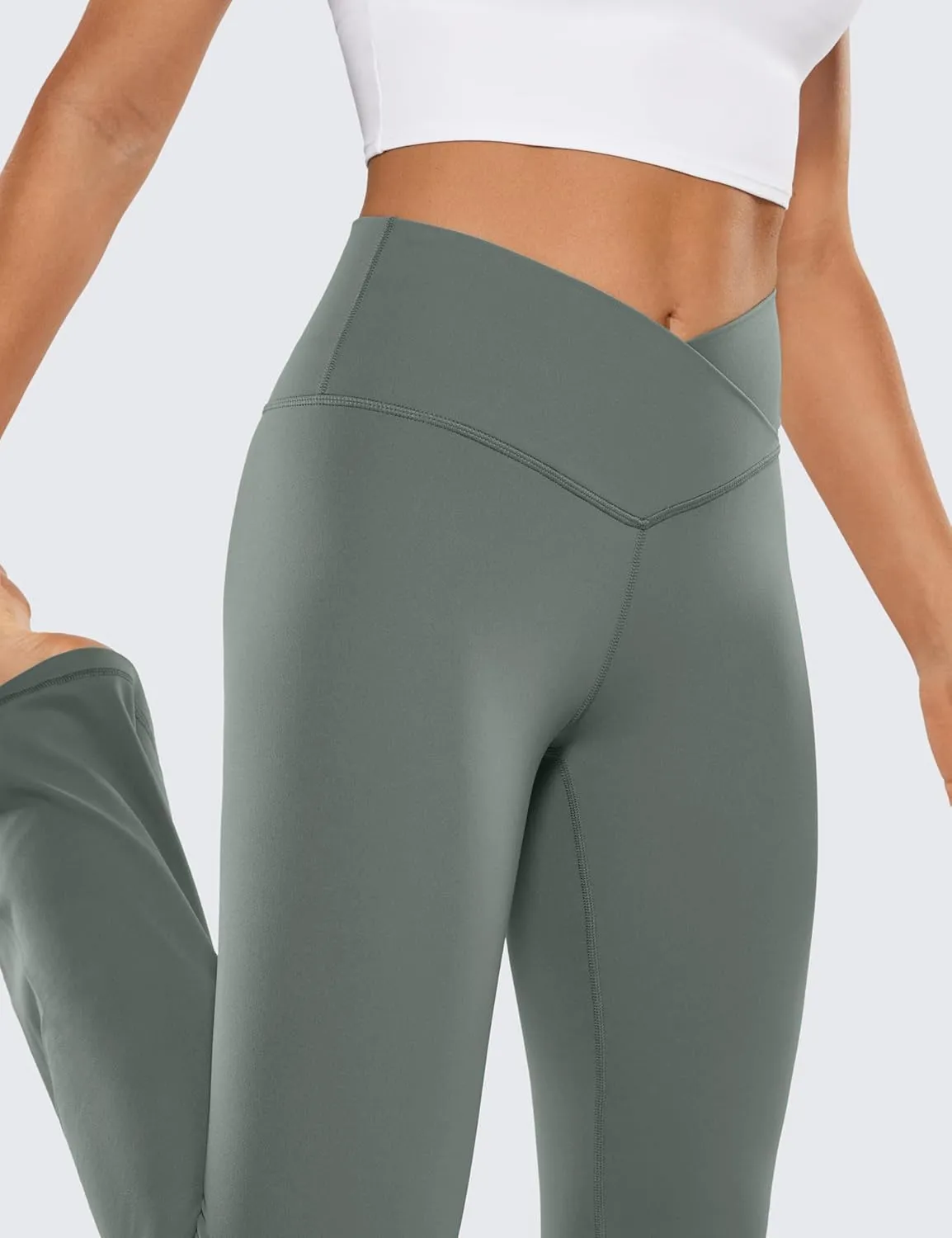 CRZ YOGA Butterluxe Crossover Flare Leggings for Women 31" - High Waist V Cross Bootcut Bell Bottoms Tummy Control Yoga Pants