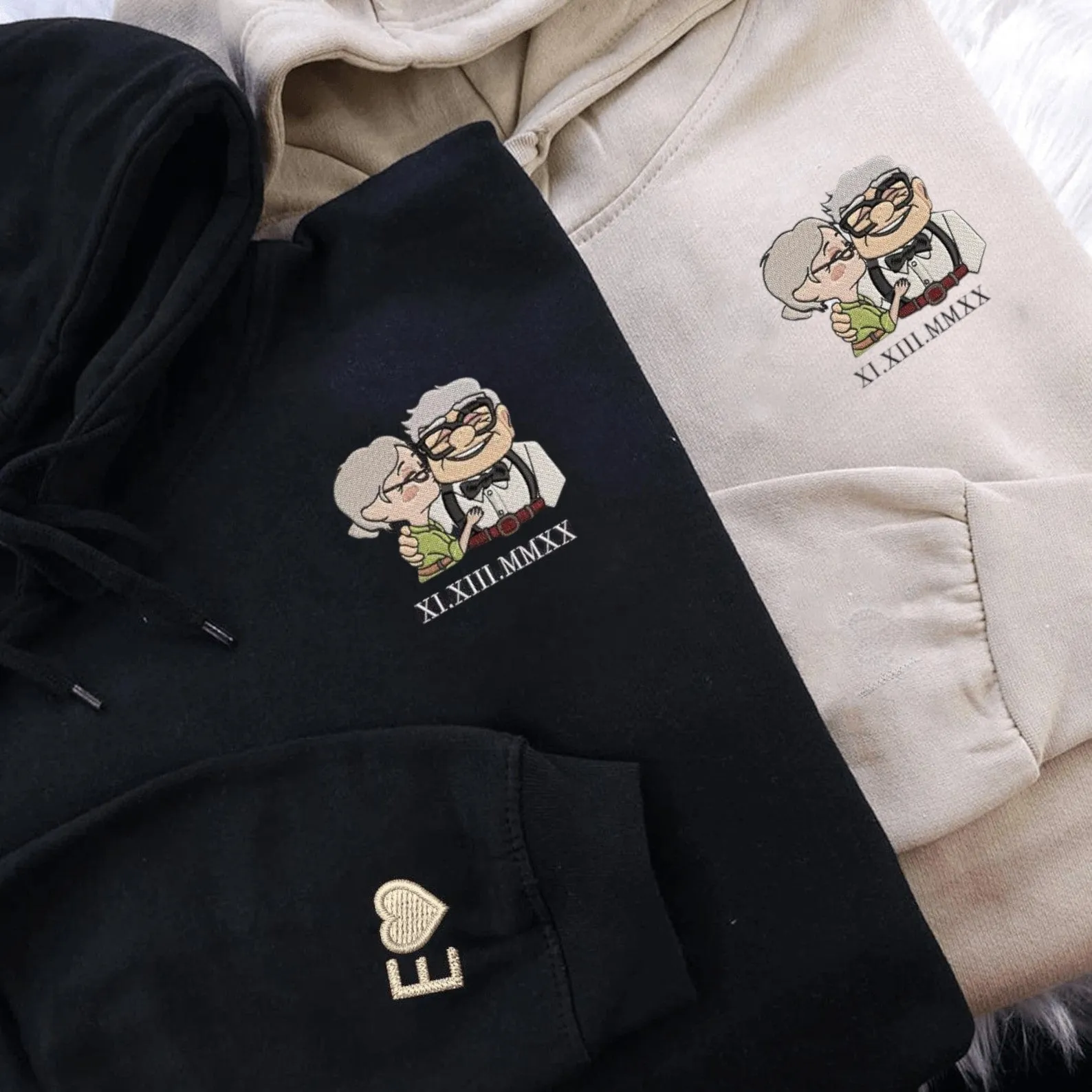 Custom Ellie x Carl Matching Couple Hoodies – Personalized Cute Sweatshirts for Couples