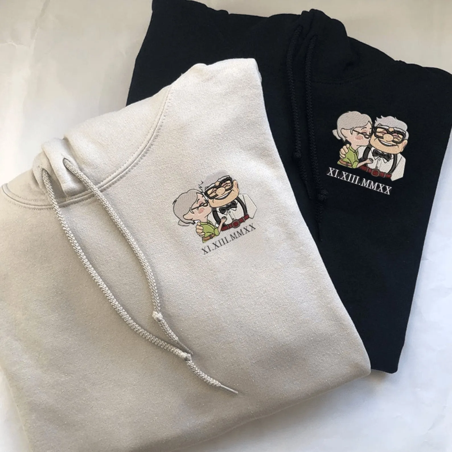 Custom Ellie x Carl Matching Couple Hoodies – Personalized Cute Sweatshirts for Couples