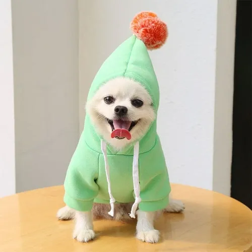 Cute Fruit Dog Clothes for Small Dogs hoodies Warm Fleece Pet Clothing