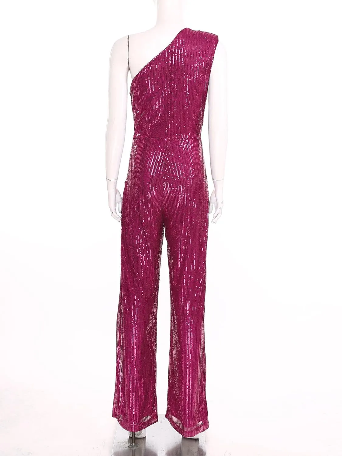 DINORMIN Women's Evening Sparkly Jumpsuits Off Shoulder Sequins Rompers High Waisted Wide Leg Pants Suit
