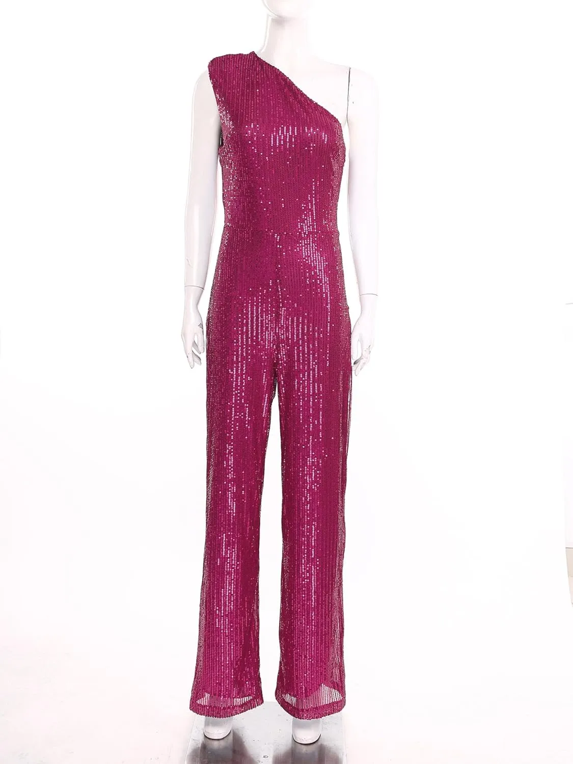 DINORMIN Women's Evening Sparkly Jumpsuits Off Shoulder Sequins Rompers High Waisted Wide Leg Pants Suit