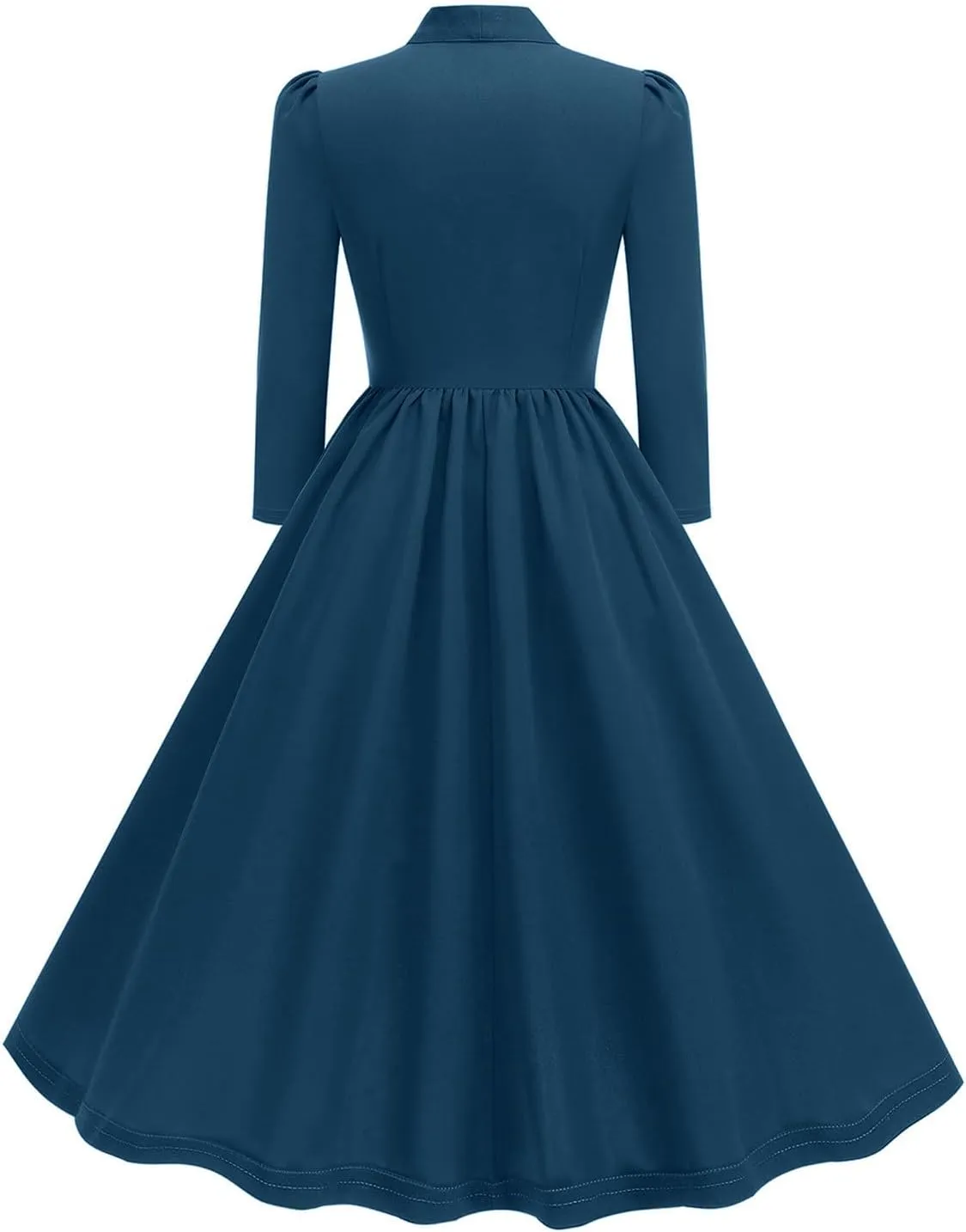Dresses for Women 1950s Vintage Rockabilly Retro Long Puff Sleeve Midi Dress Cocktail Party Evening Prom Ball Gown