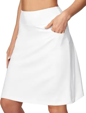 Ewedoos 20" Knee Length Skorts Skirts for Women with Pockets Golf Tennis Skirt High Waisted Athletic Skorts Casual Summer