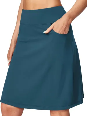 Ewedoos 20" Knee Length Skorts Skirts for Women with Pockets Golf Tennis Skirt High Waisted Athletic Skorts Casual Summer