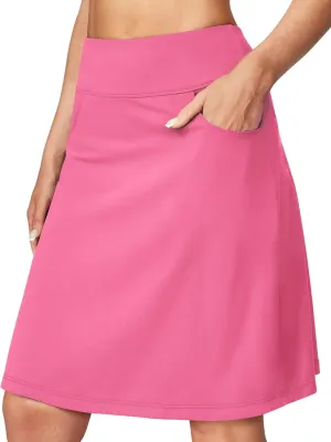 Ewedoos 20" Knee Length Skorts Skirts for Women with Pockets Golf Tennis Skirt High Waisted Athletic Skorts Casual Summer