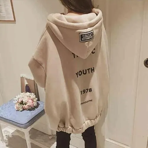 FashionSierra - Letter Printed Loose Thicker Warm Hoodie