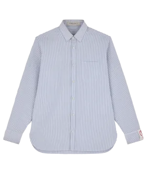 *FINAL SALE* Golden Regular Striped Cotton Oxford Shirt in White Infinity