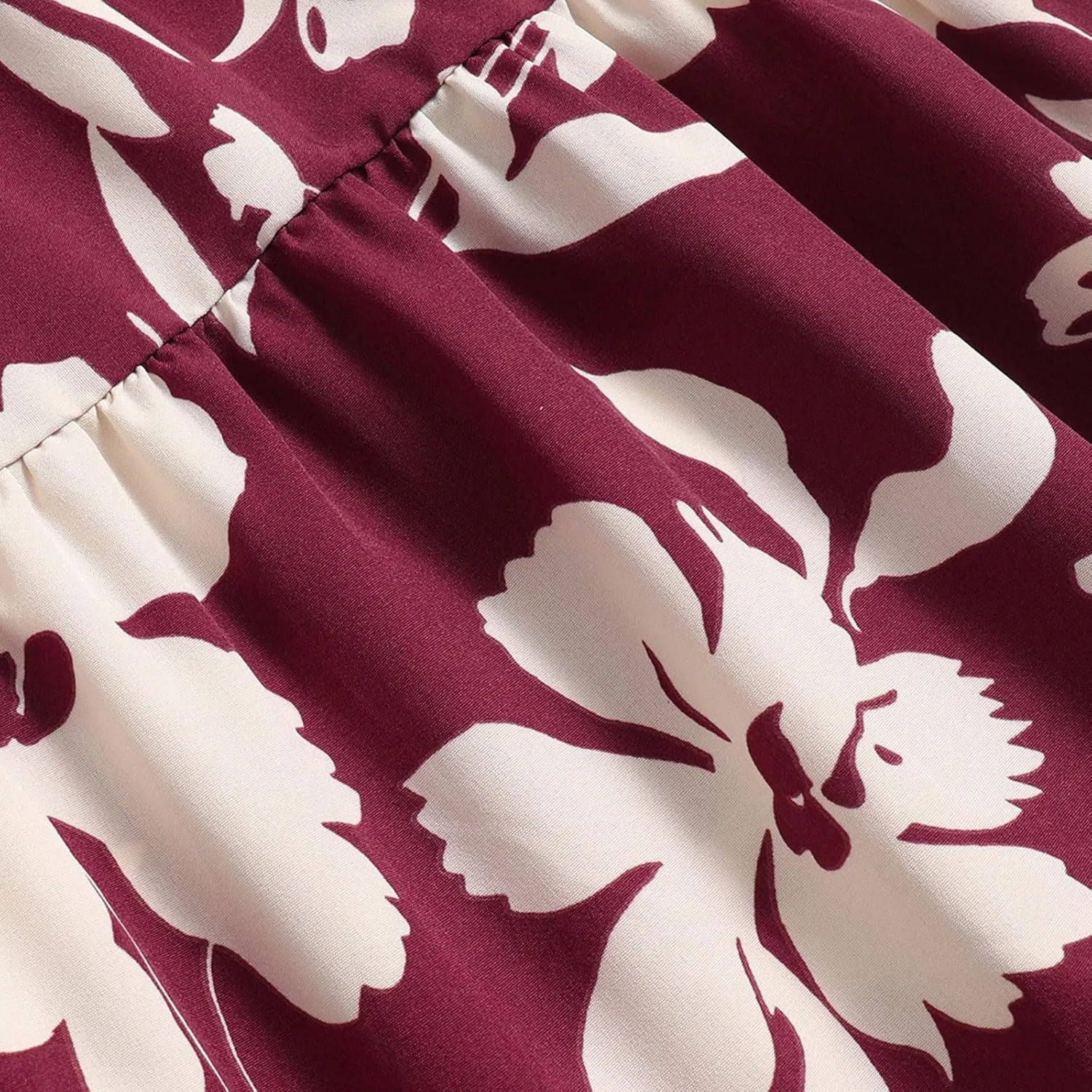 Floral Midi Skirts for Women Summer Flowy Tiered Skirt Drawstring Summer Knee Length A Line Skirts with Pockets