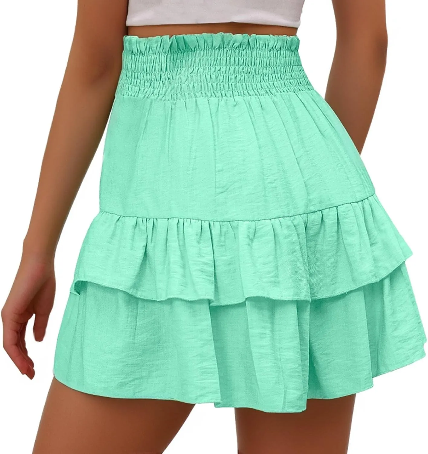 Flowy Shorts for Women Summer Casual High Waisted Ruffles Pleated Tennis Mini Skirt Tummy Control Athletic Golf Skort