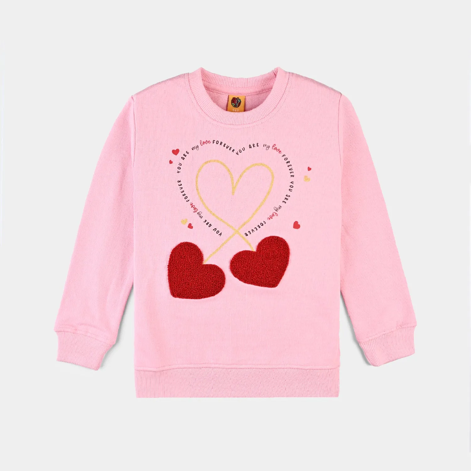 Girls Cotton Terry Sweatshirt You Are My Love-C.Pink