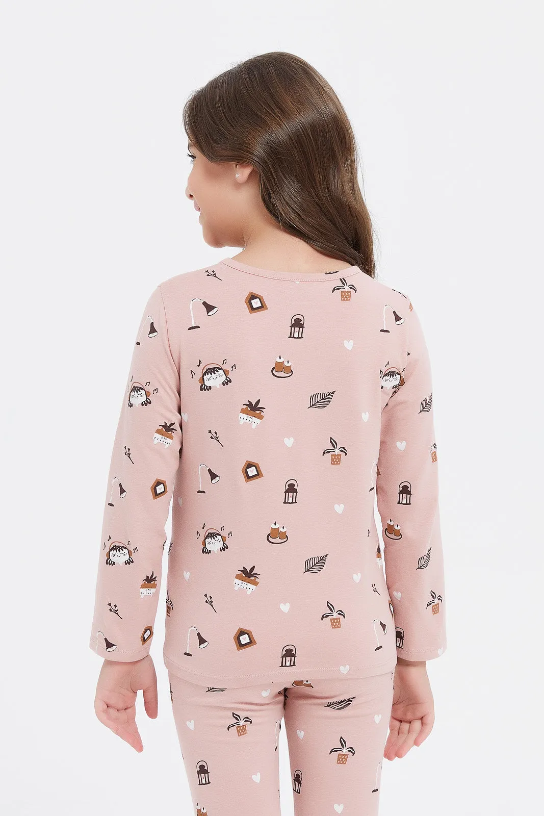 Girls Pink Print T-Shirt