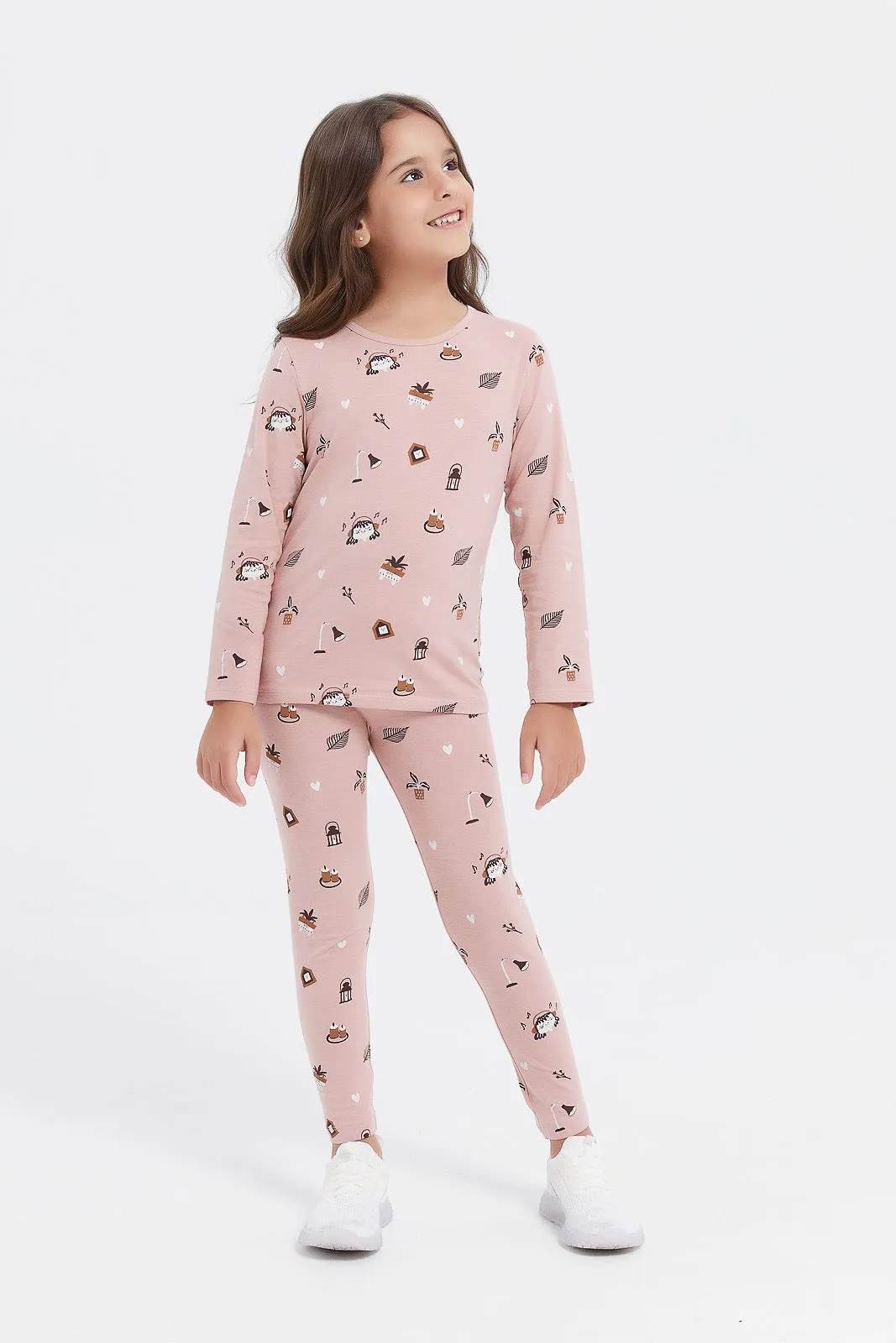 Girls Pink Print T-Shirt