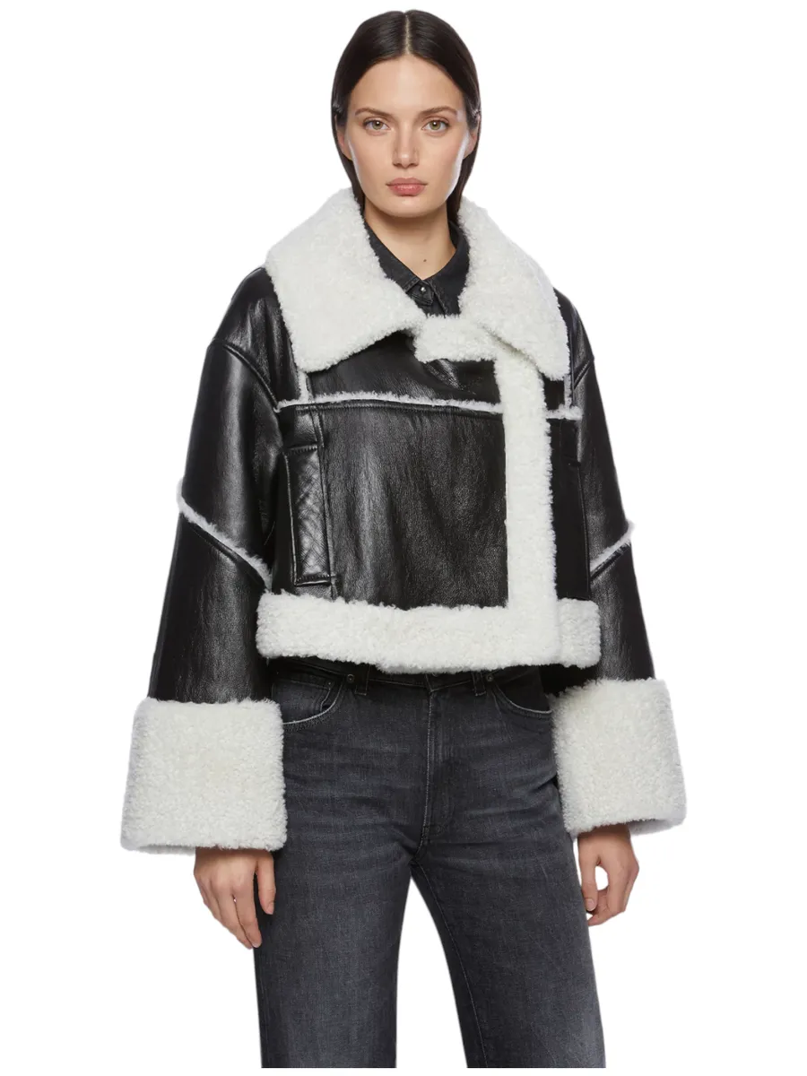 Giubbino cropped in shearling