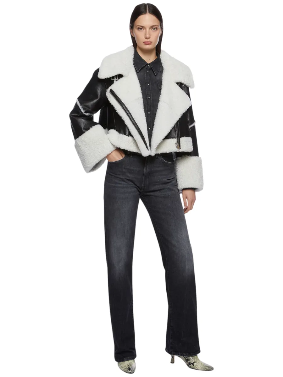 Giubbino cropped in shearling