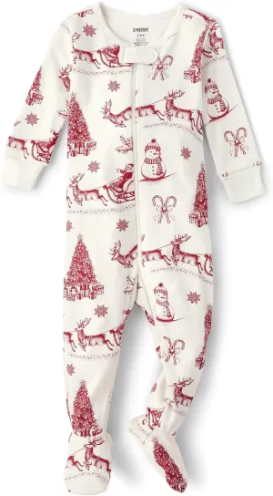 Gymboree Unisex Baby And Newborn Long Sleeve 100% Cotton Zip-front One Piece Footed Pajamas