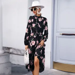 Half High Neck Wholesale Dresses Floral Dress Casual Trendy Clothing