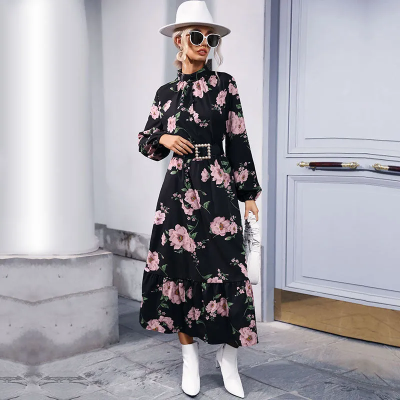Half High Neck Wholesale Dresses Floral Dress Casual Trendy Clothing
