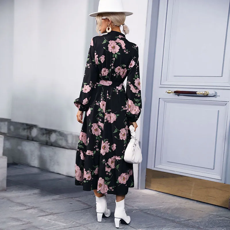 Half High Neck Wholesale Dresses Floral Dress Casual Trendy Clothing