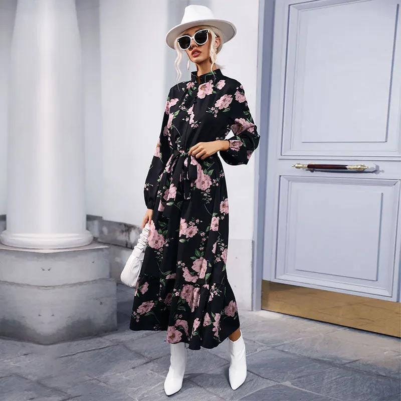 Half High Neck Wholesale Dresses Floral Dress Casual Trendy Clothing