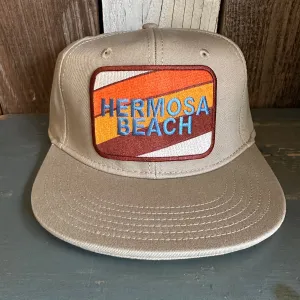 Hermosa Beach GOLF CARTS & YOGA PANTS :: "FLEX" 6 Panel Mid Profile Flat Visor Baseball Cap - Khaki