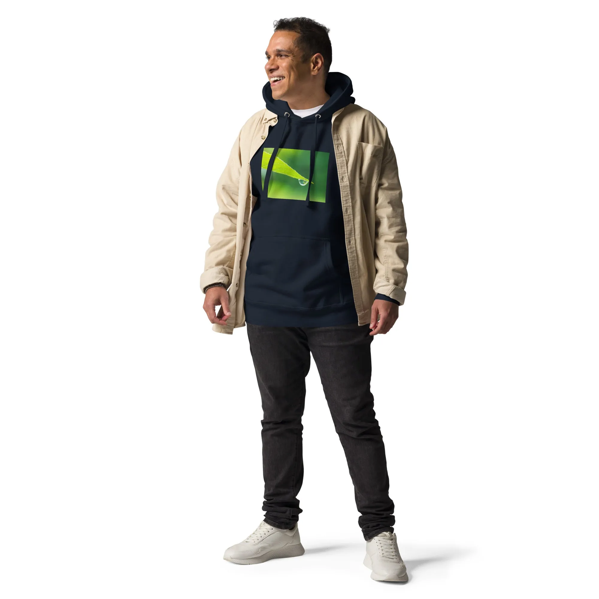 Hoodie Mens Designer (Hoodies Mens - Nature Raindrop on Leaf 004)
