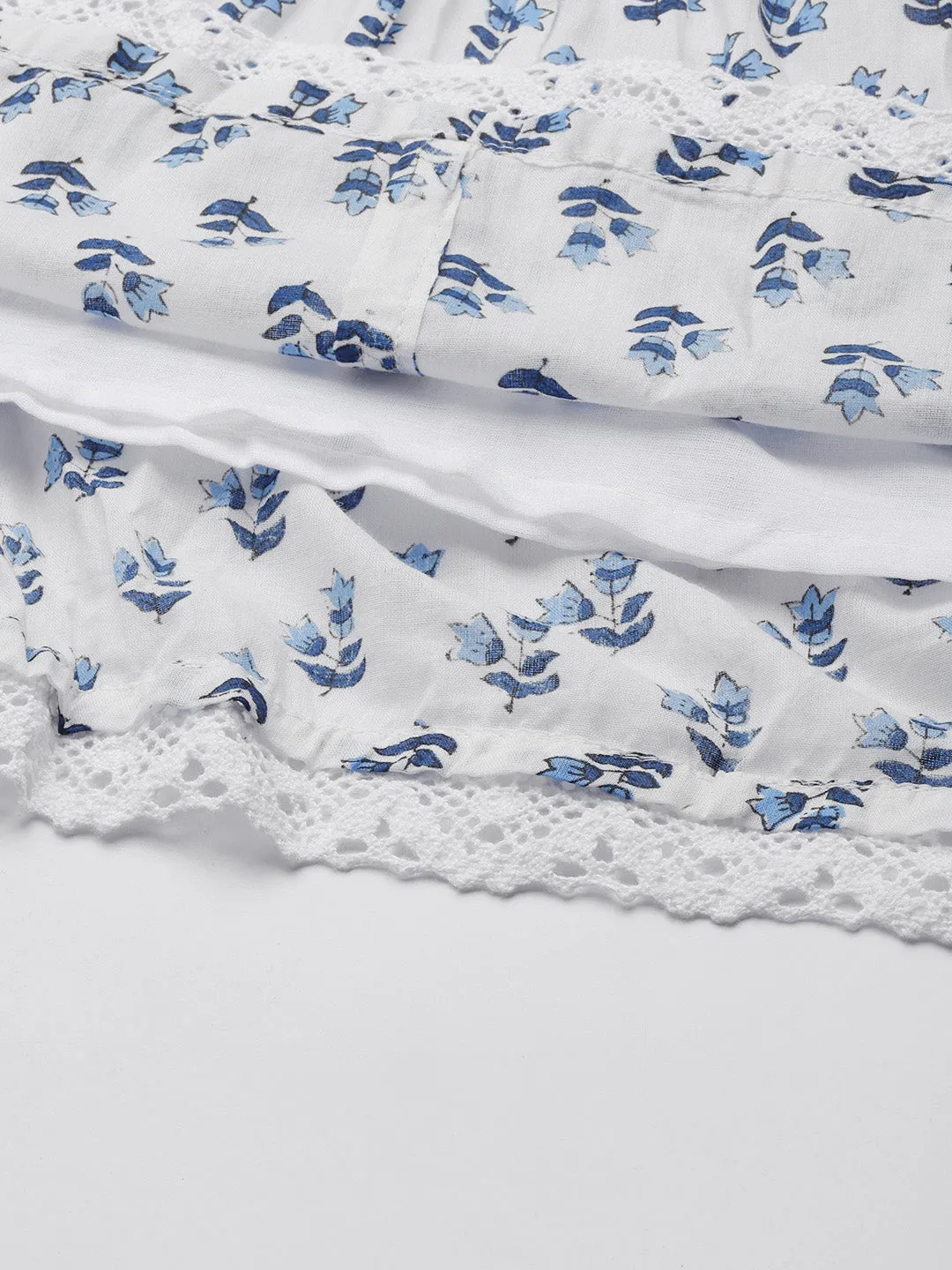 Ishin Women's White Floral A-Line Dress
