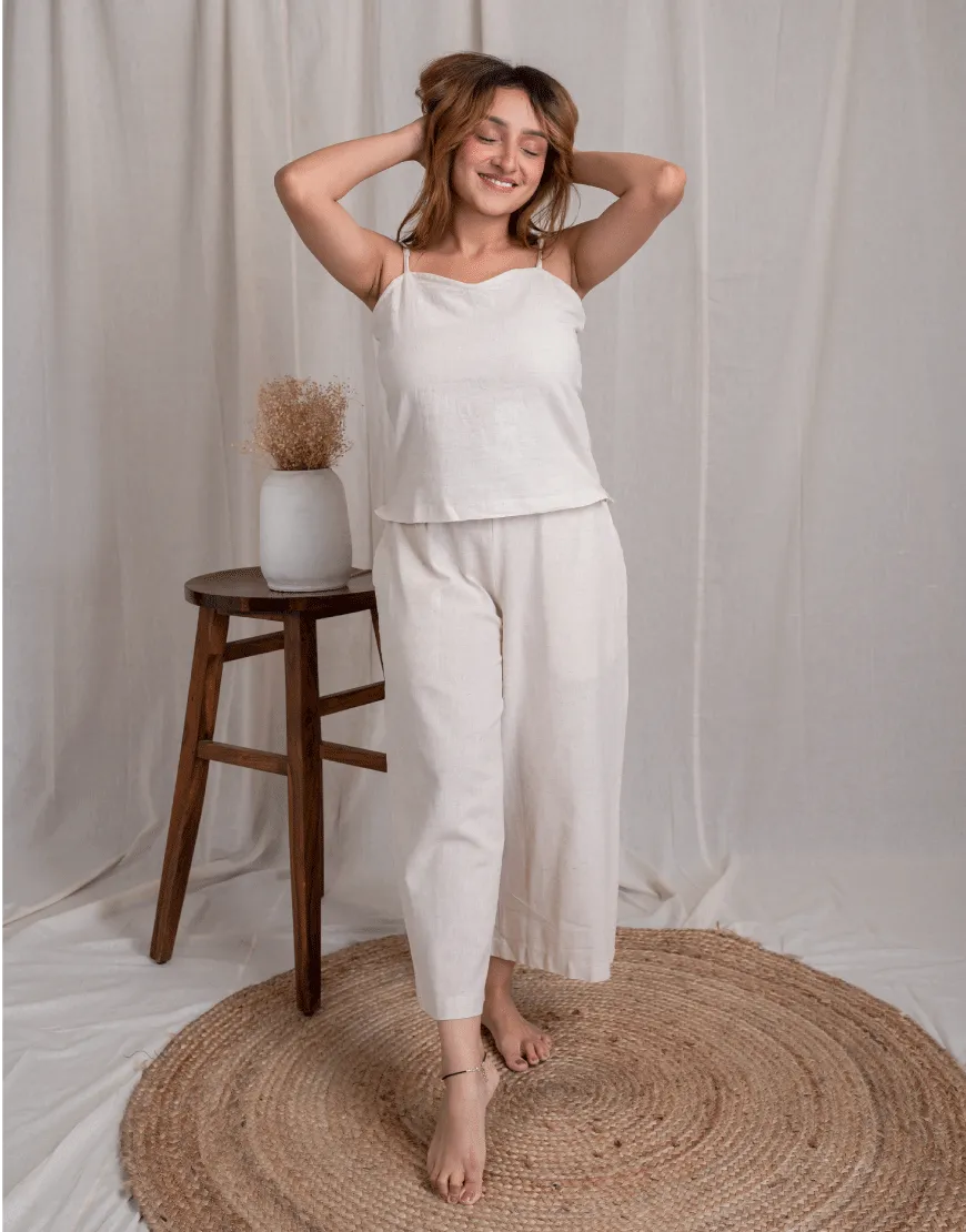 Khadi Cream Cotton Palazzo